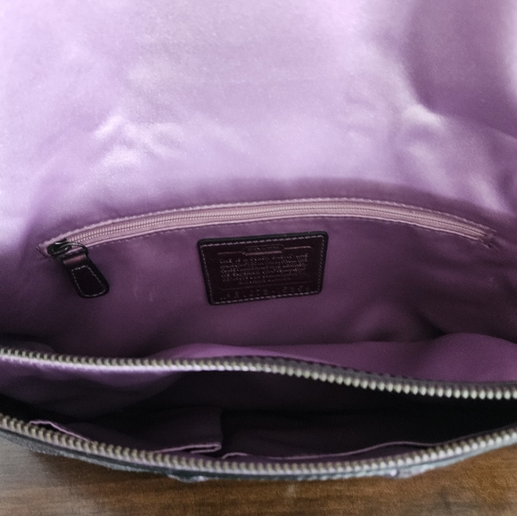 COACH Kristin Limited Edition Studded Metallic Leather Clutch - Boysenberry - Picture 6 of 12